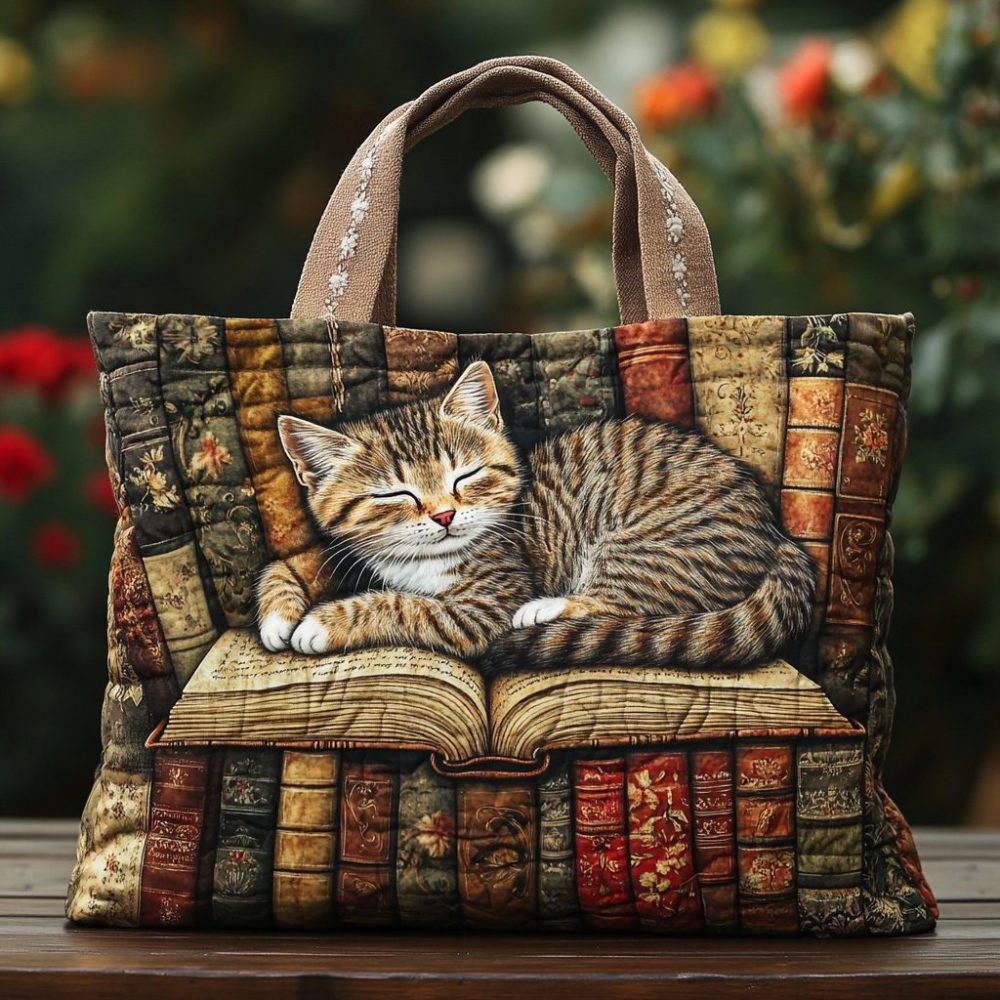Forest Cat Quilted Tote Bag