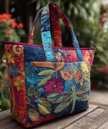 Forest Flicker Quilted Tote Bag