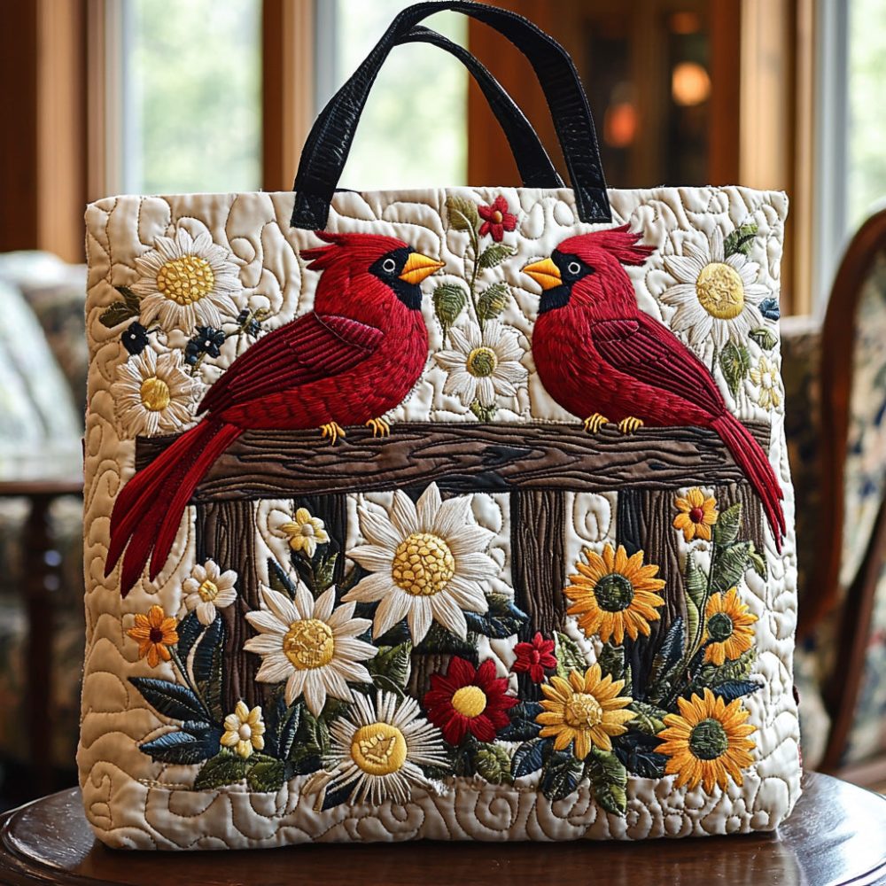 Forever Cardinal Quilted Tote Bag