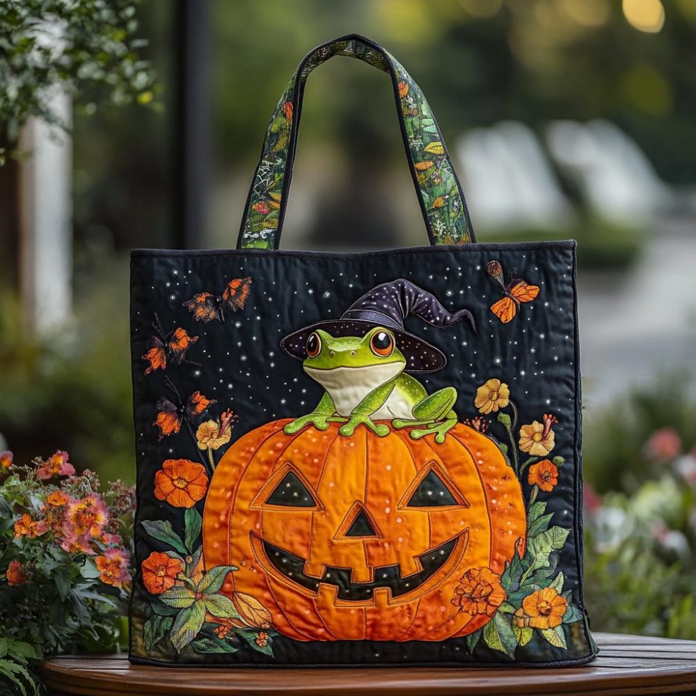 Frog Forest Quilted Tote Bag