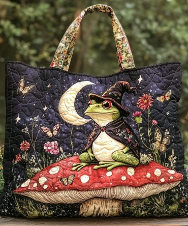 Frog Glow Quilted Tote Bag