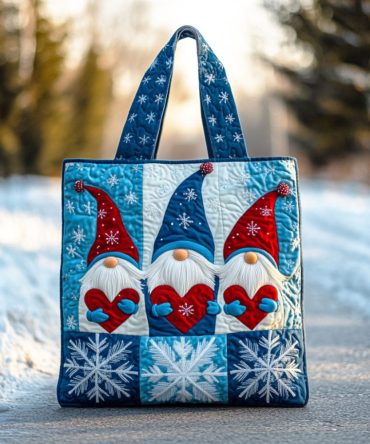 Frost Gnome Heart Quilted Tote Bag