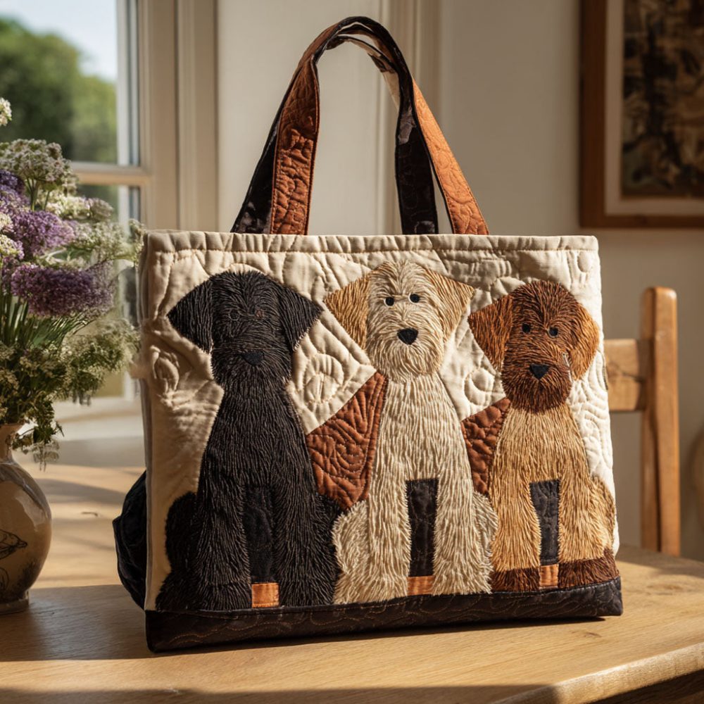 Furry Guardian Quilted Tote Bag