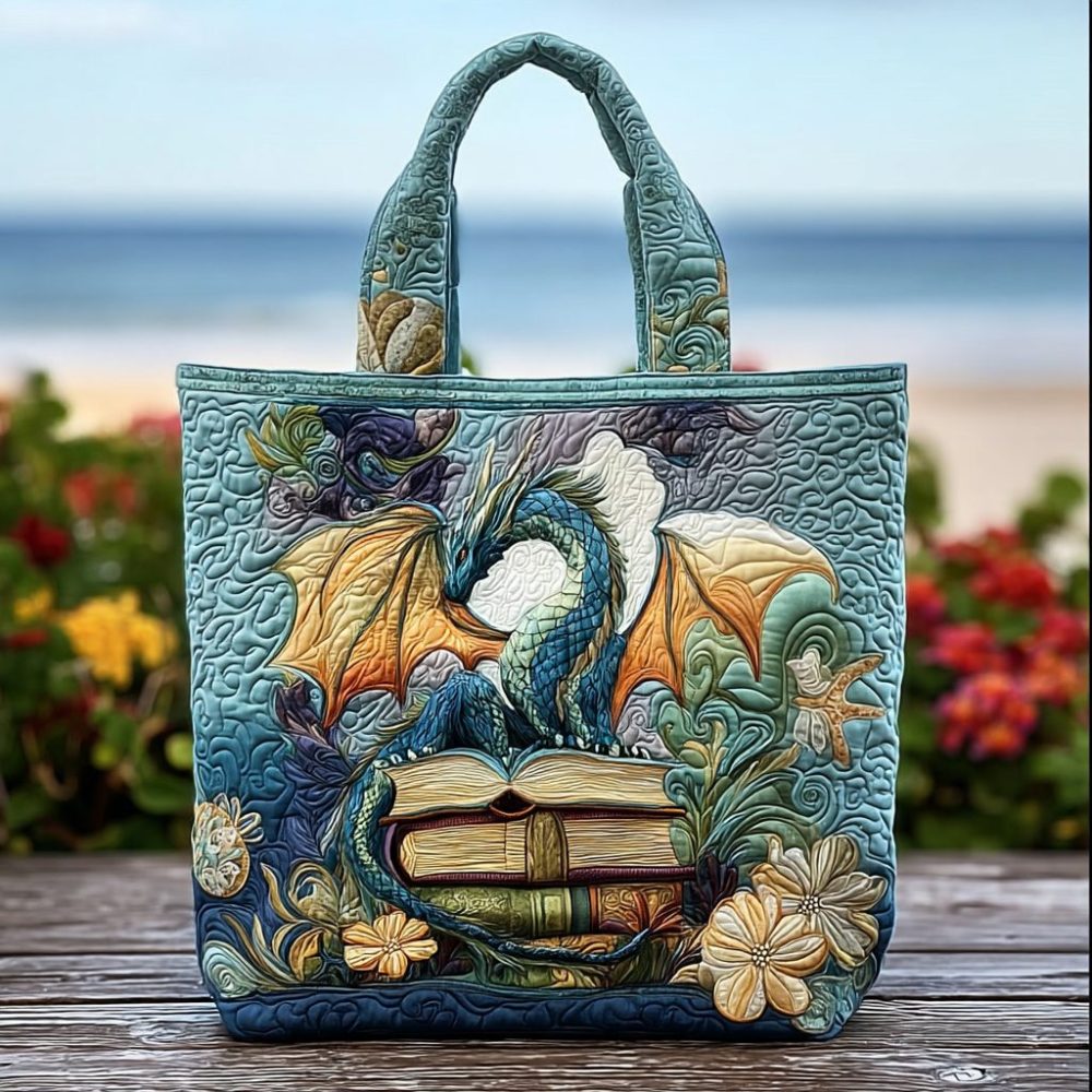 Garden Dragon Quilted Tote Bag
