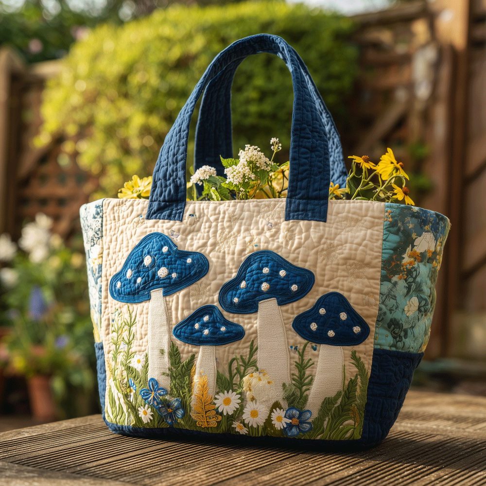 Garden Fungi Quilted Tote Bag