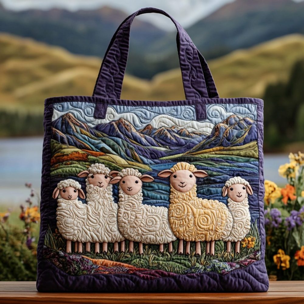 Garden Sheep Quilted Tote Bag
