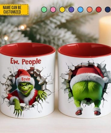 Funny Green Monster – Personalized Accent Mug