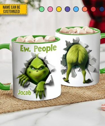 Ew. Christmas People – Funny Personalized Green Monster Accent Mug
