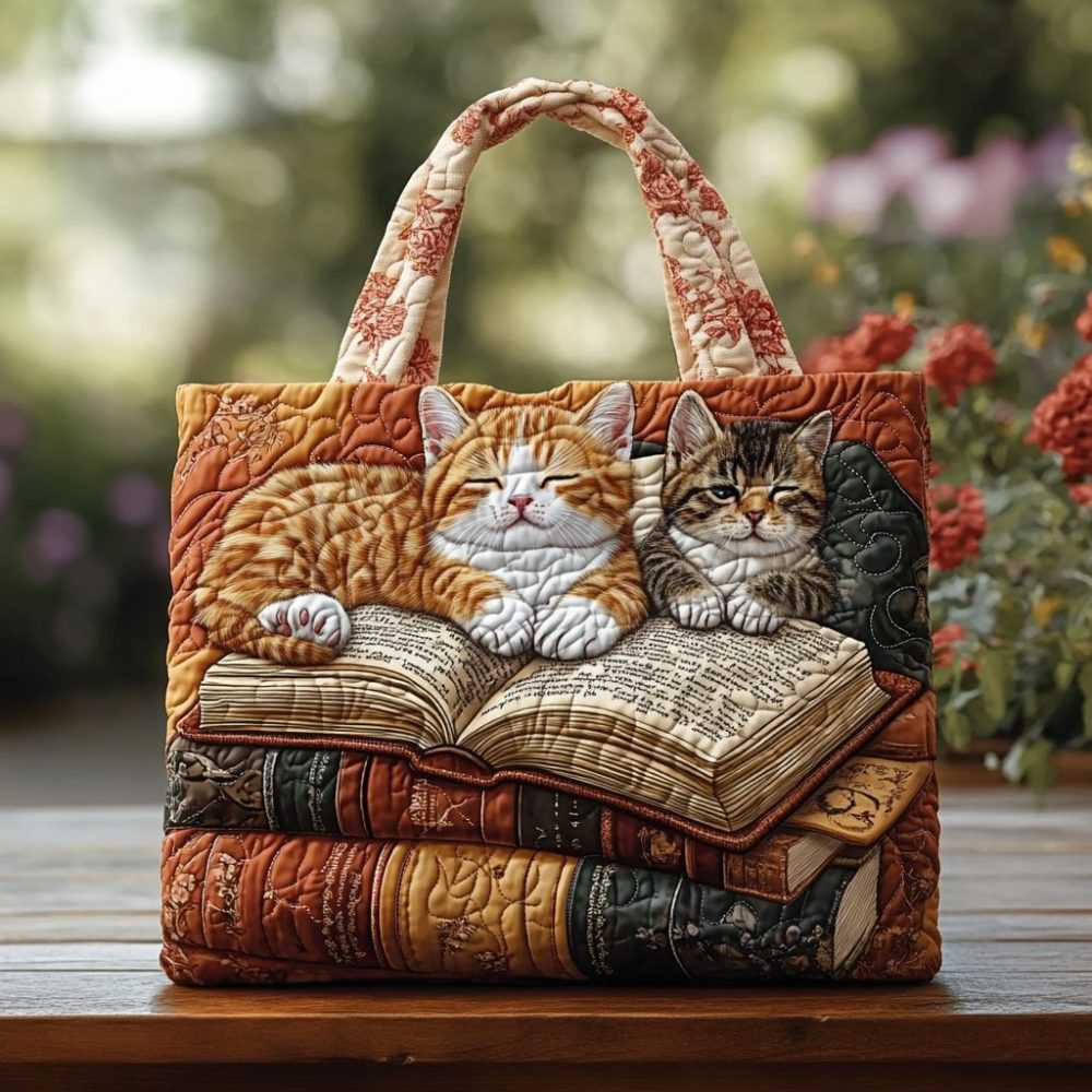 Gentle Cat Quilted Tote Bag