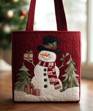 Gifted Snowman Joy Quilted Tote Bag