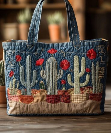 Gilded Succulent Quilted Tote Bag