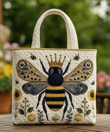 Golden Bee Quilted Tote Bag