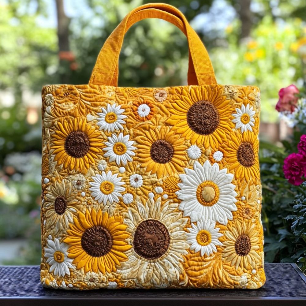 Golden Garden Quilted Tote Bag