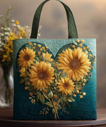 Golden Heart Quilted Tote Bag