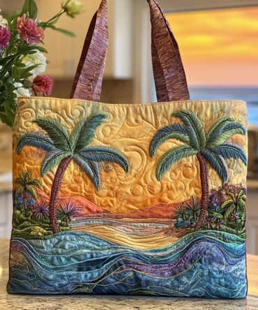 Golden Horizon Quilted Tote Bag