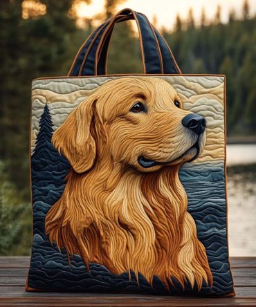 Golden Lake Serenity Quilted Tote Bag