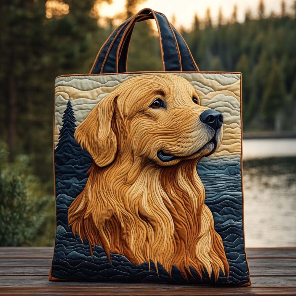 Golden Lake Serenity Quilted Tote Bag