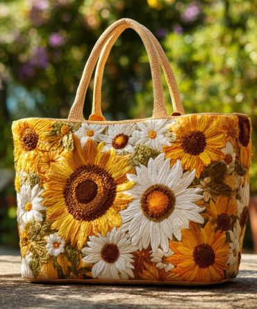 Golden Meadow Quilted Tote Bag