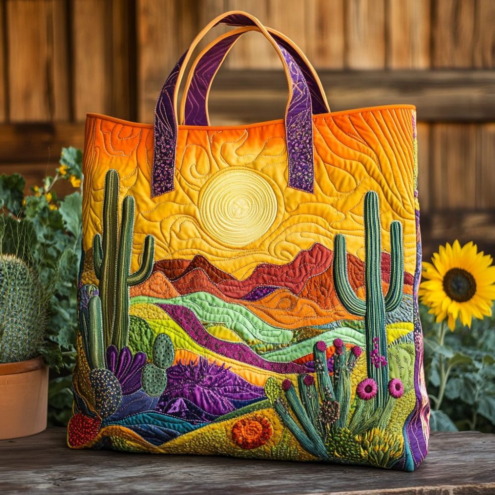 Golden Mesa Quilted Tote Bag