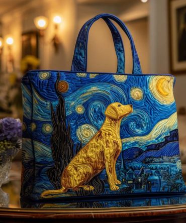 Golden Night Lab Quilted Tote Bag