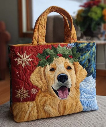 Golden Noel Quilted Tote Bag