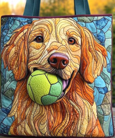 Golden Playtime Joy Quilted Tote Bag