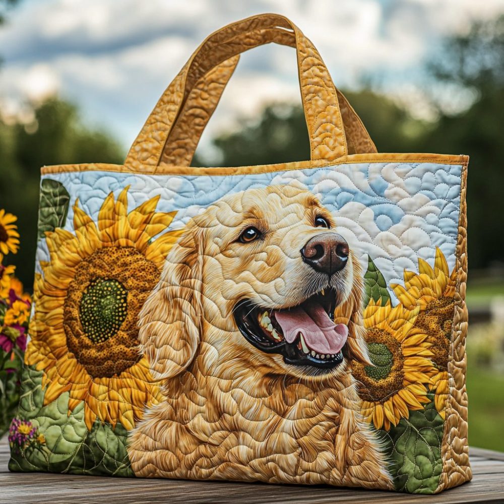 Golden Retriever Bliss Quilted Tote Bag