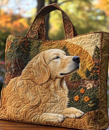 Golden Retriever Glow Quilted Tote Bag