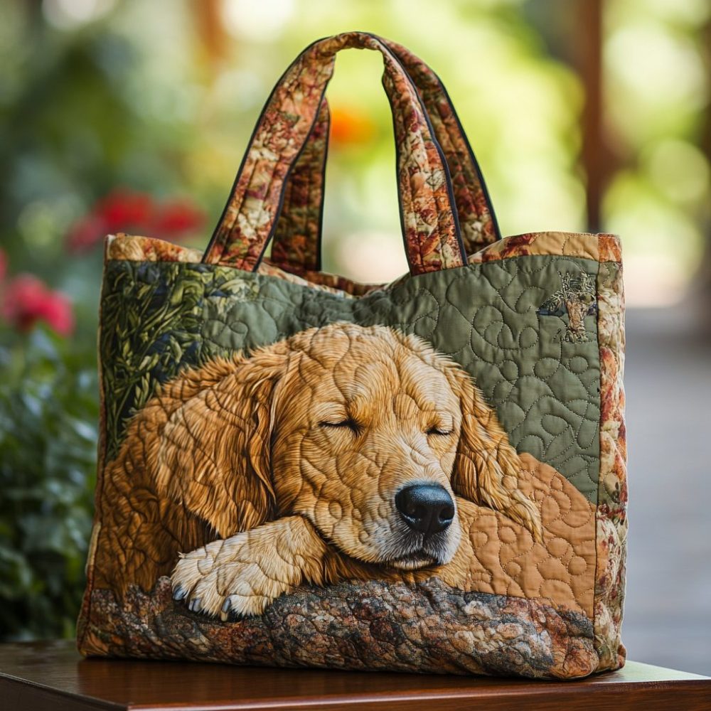 Golden Retriever Joy Quilted Tote Bag