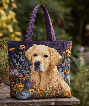 Golden Retriever Joy Quilted Tote Bag