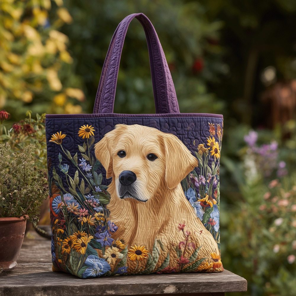Golden Retriever Joy Quilted Tote Bag