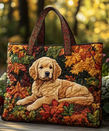 Golden Retriever Smile Quilted Tote Bag