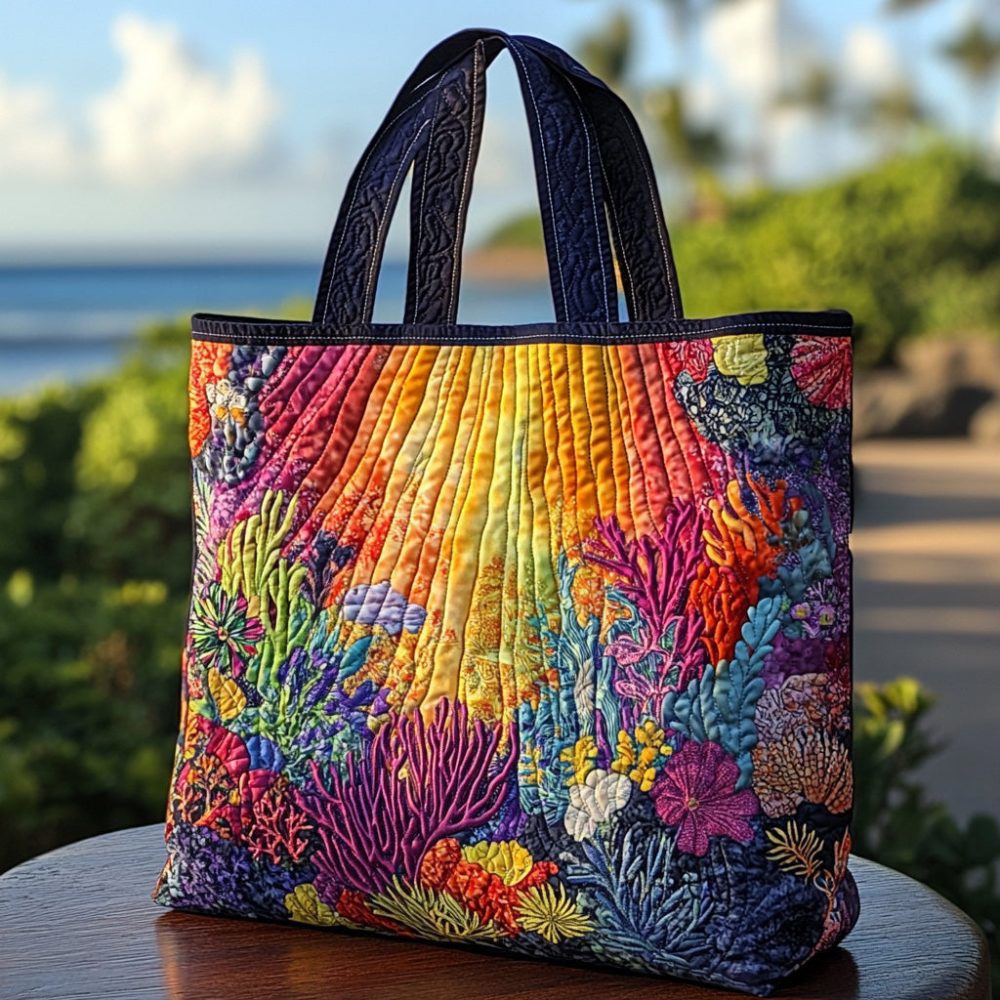 Golden Rise Quilted Tote Bag