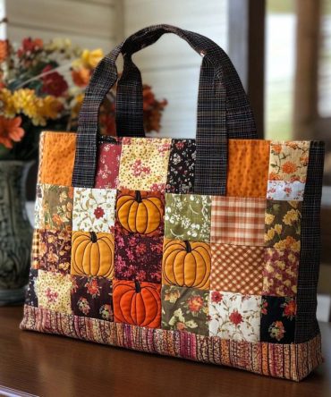 Golden Season Quilted Tote Bag