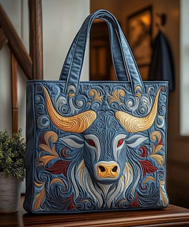 Golden Taurus Quilted Tote Bag