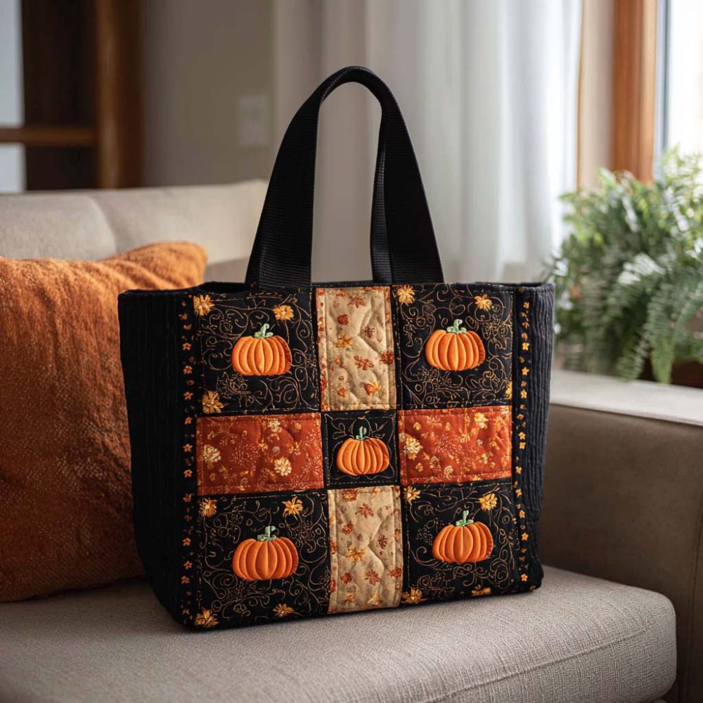 Golden Trail Quilted Tote Bag