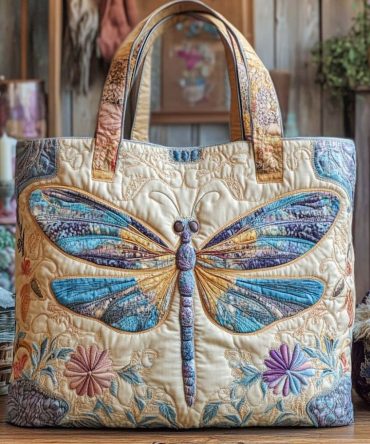 Golden Tranquility Quilted Tote Bag