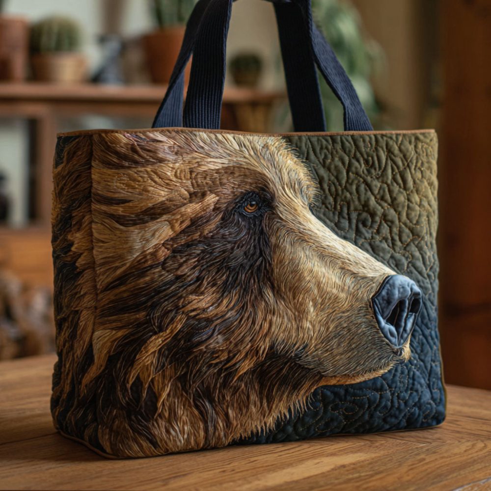 Grizzly Dreams Quilted Tote Bag
