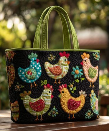 Happy Hens Quilted Tote Bag
