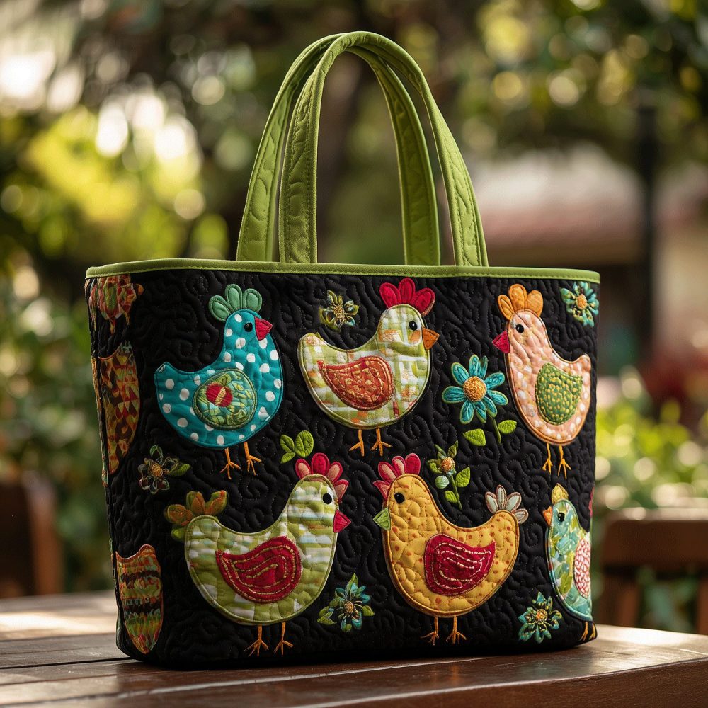 Happy Hens Quilted Tote Bag