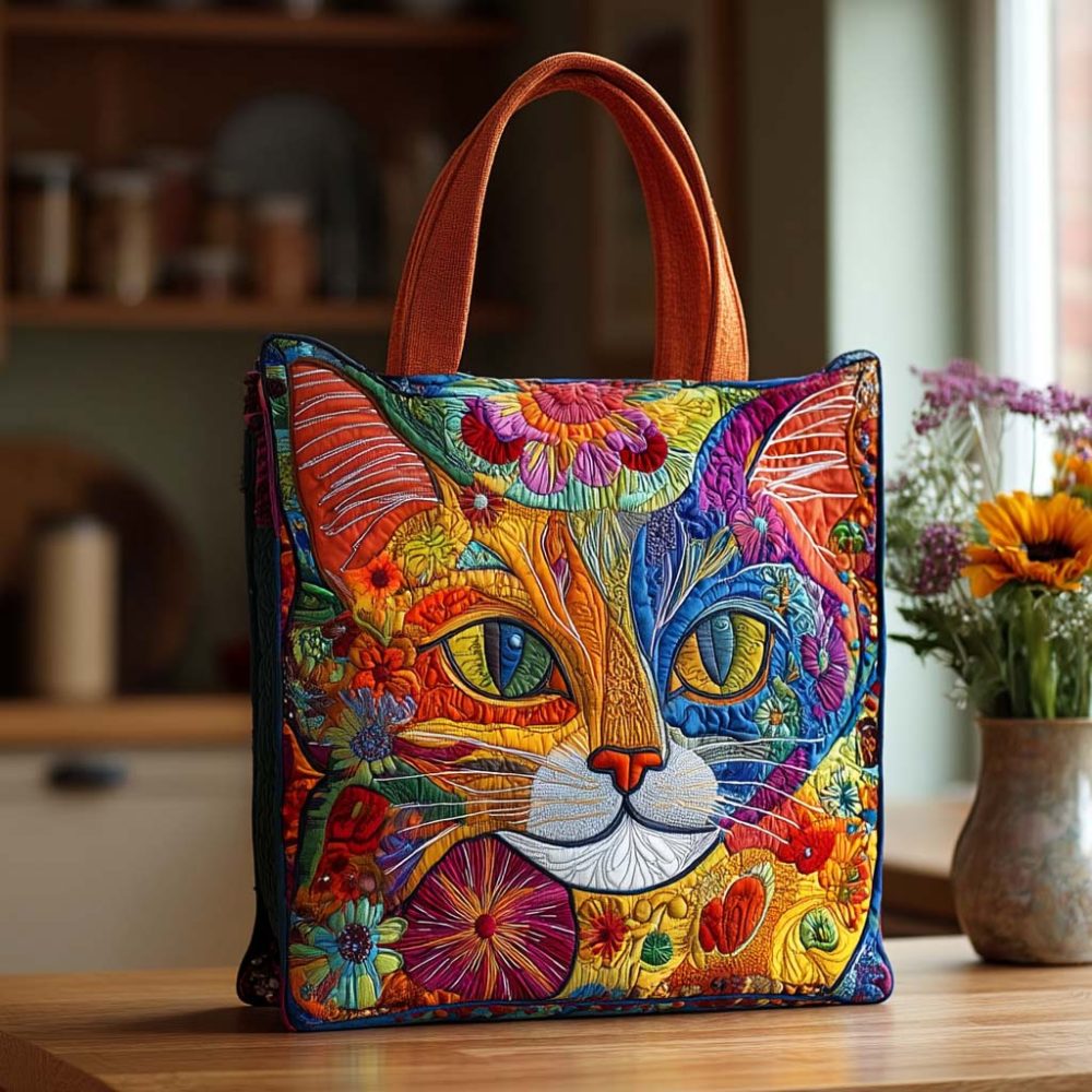 Happy Meows Quilted Tote Bag
