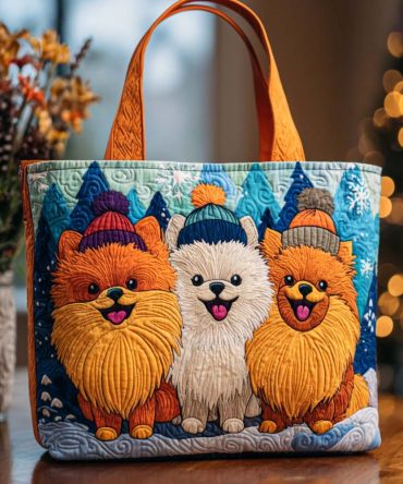 Happy Pom Friends Quilted Tote Bag