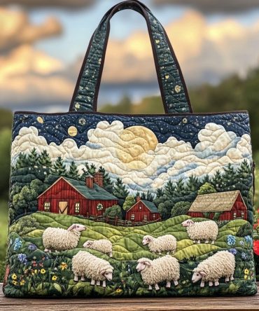 Happy Sheep Quilted Tote Bag