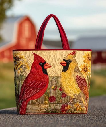 Harvest Cardinal Quilted Tote Bag