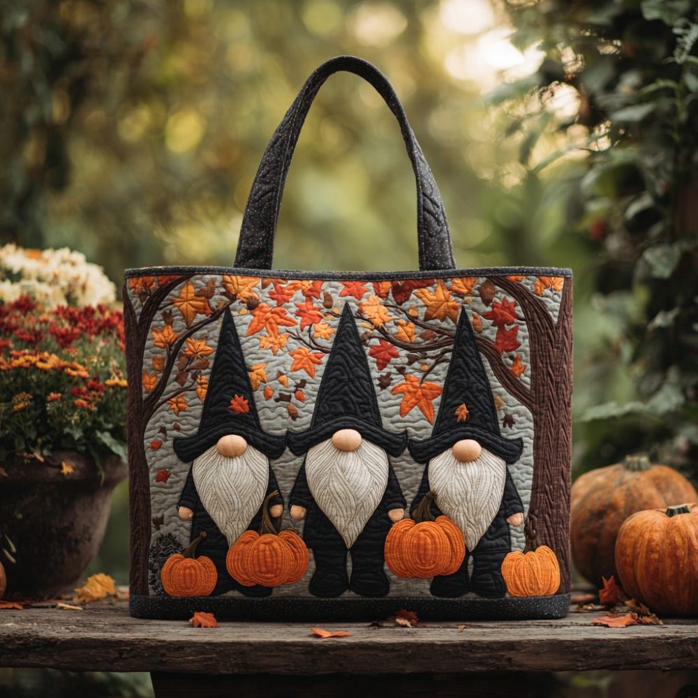 Harvest Gnome Quilted Tote Bag