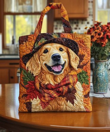 Harvest Pup Joy Quilted Tote Bag