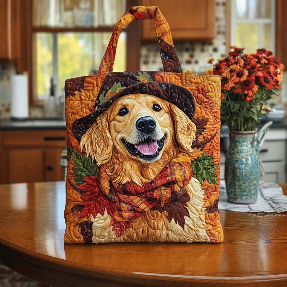 Harvest Pup Joy Quilted Tote Bag