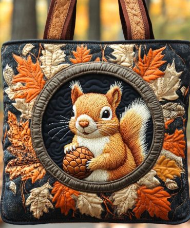 Harvest Squirrel Quilted Tote Bag