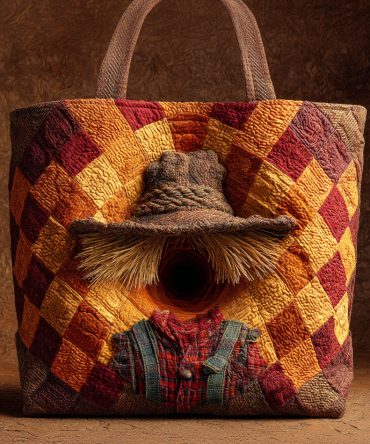 Haunted Scarecrow Quilted Tote Bag