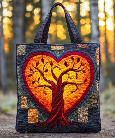 Heart Of Life Quilted Tote Bag